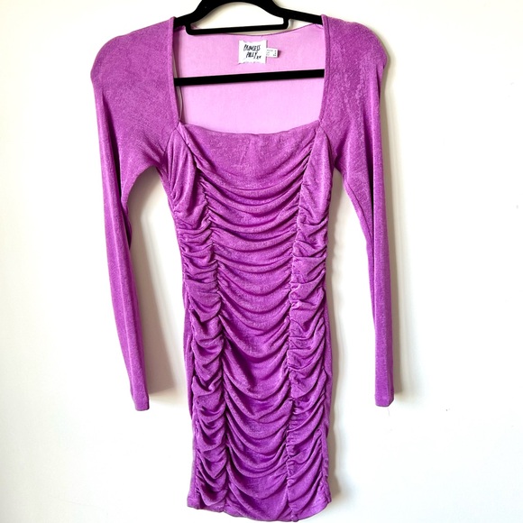 PRINCESS POLLY Everleigh Purple Long Sleeve Ruched Mini Dress—SZ. 2 - Picture 14 of 15